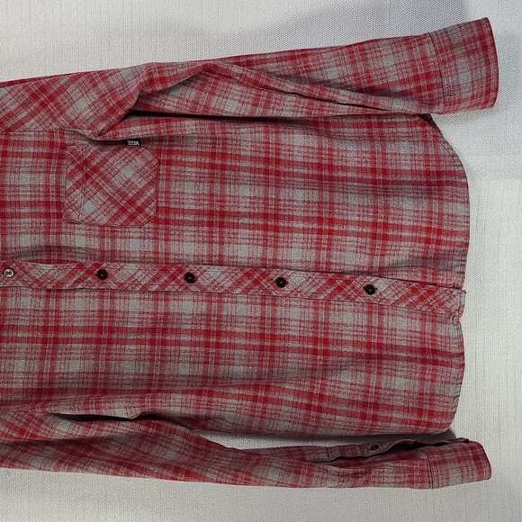Vans Top Long Sleeve Button-Down Flannel Plaid Collar Red Gray Size Medium - Picture 3 of 9